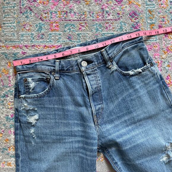 Moussy Vintage Plymouth Straight Blue High Rise Distressed Jeans Women's Size 28 - Picture 9 of 13